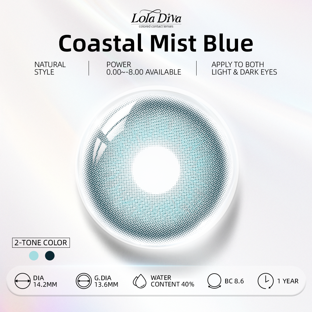 2pcs LolaDiva Coastal Mist Blue | 1-Year Contact Lenses