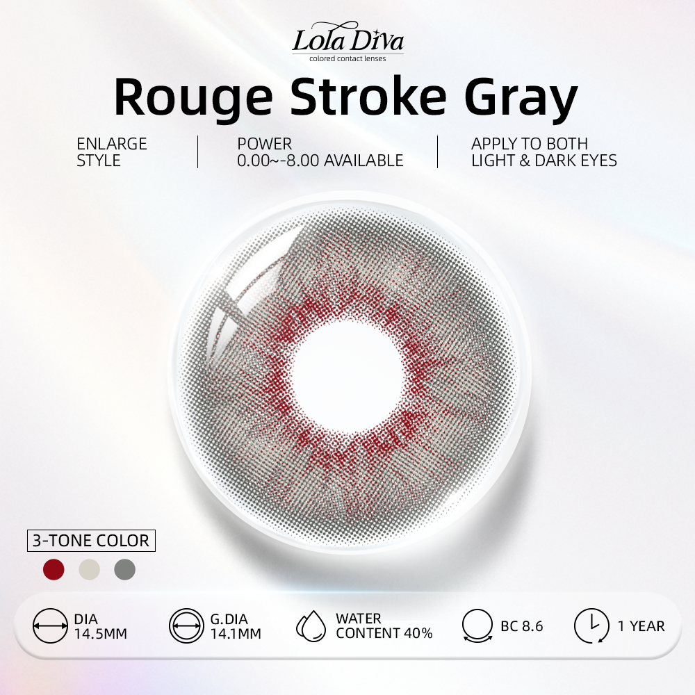 2pcs LolaDiva Rouge Stroke Gray | 1-Year Contact Lenses