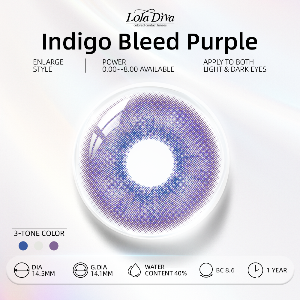 2pcs LolaDiva Indigo Bleed Purple | 1-Year Contact Lenses