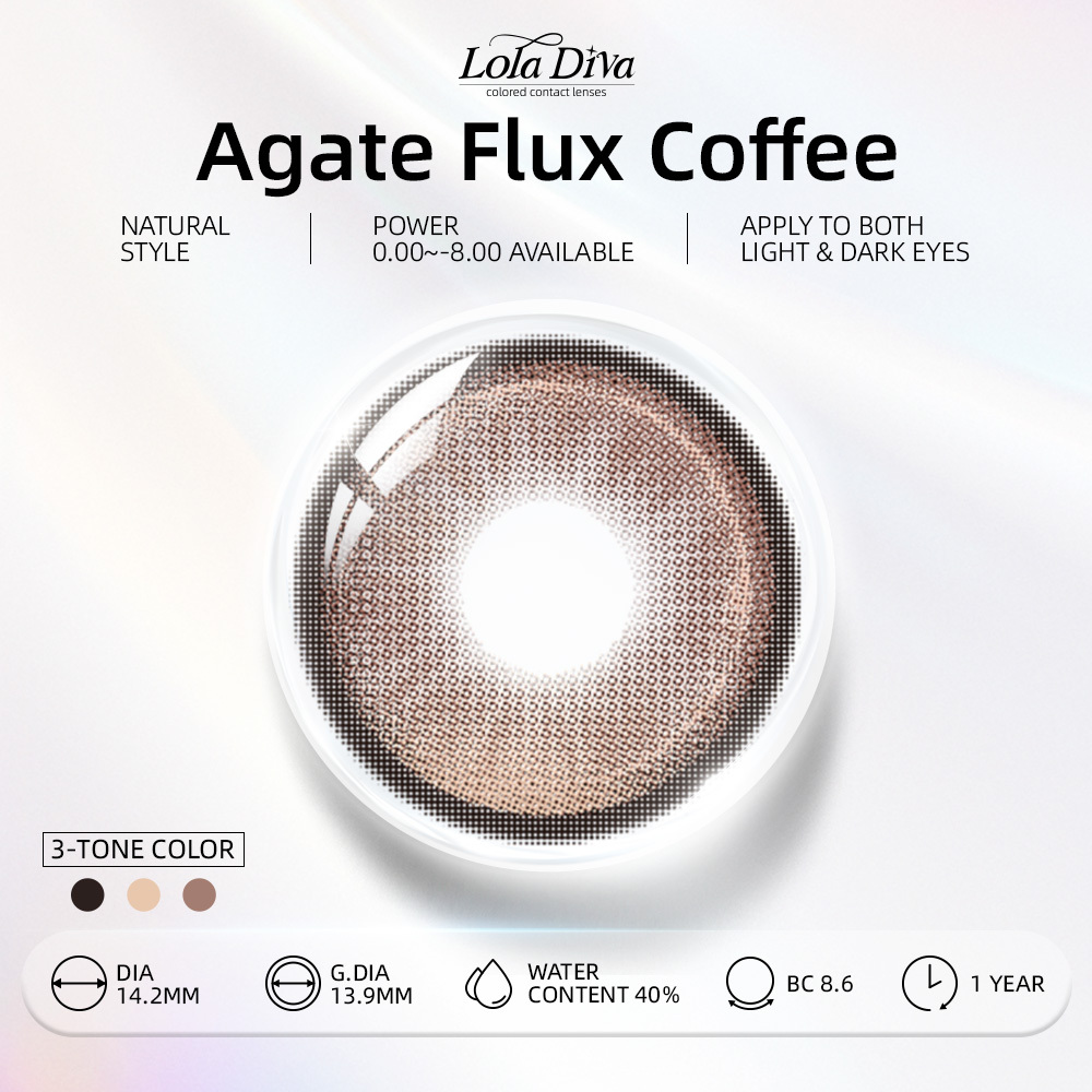 2pcs LolaDiva Agate Flux Coffee | 1-Year Contact Lenses