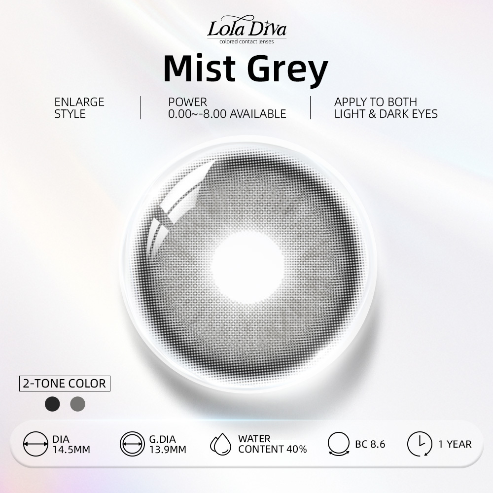 2pcs LolaDiva Mist Grey | 1-Year Contact Lenses