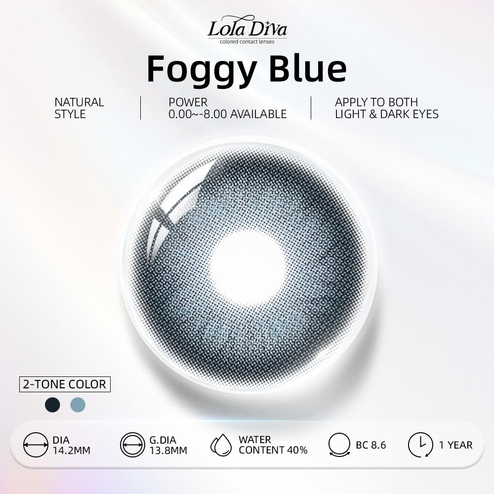 2pcs LolaDiva Foggy Blue | 1-Year Contact Lenses