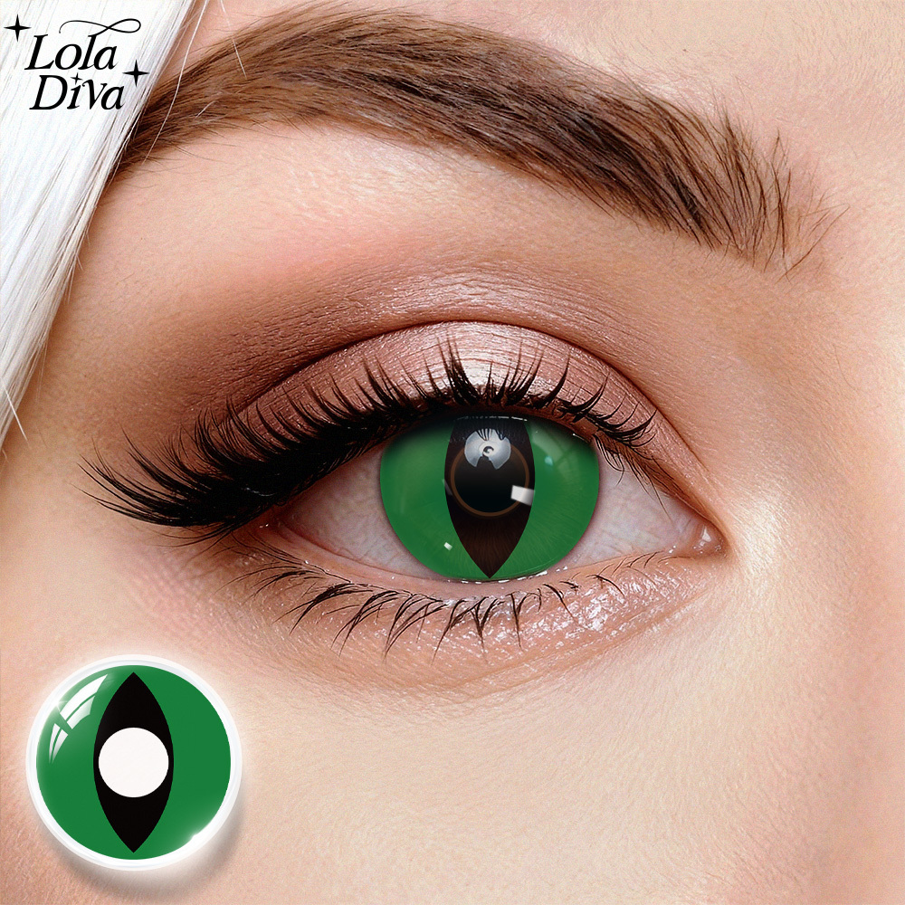 2pcs LolaDiva Venom Dragon / Green Slit | 1-Year Contact Lenses
