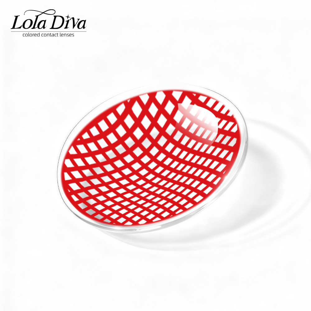 2pcs LolaDiva Crimson Grid / Red Lattice | 1-Year Contact Lenses