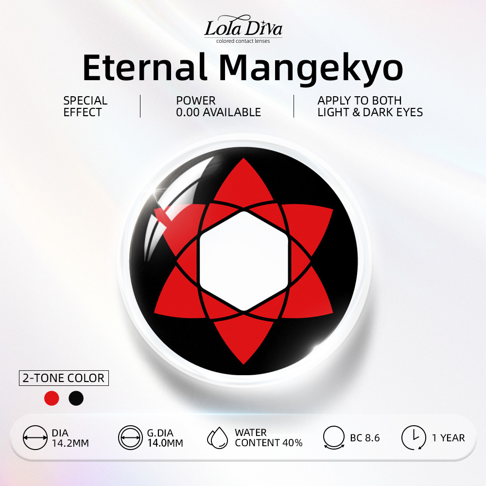 2pcs LolaDiva Eternal Mangekyo / Hexagon Pupil | 1-Year Contact Lenses