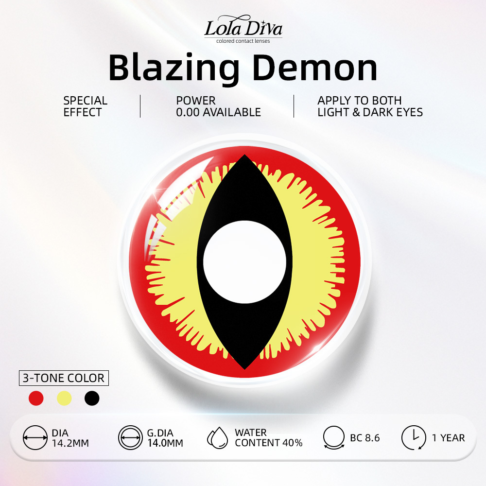2pcs LolaDiva Blazing Demon / Fire Slit | 1-Year Contact Lenses