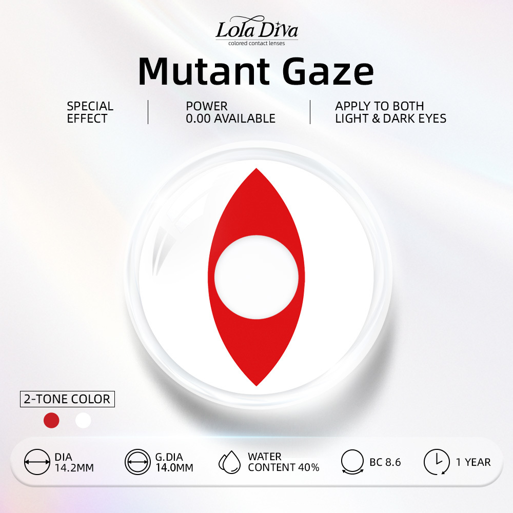 2pcs LolaDiva Mutant Gaze / Red Slit Pupil | 1-Year Contact Lenses