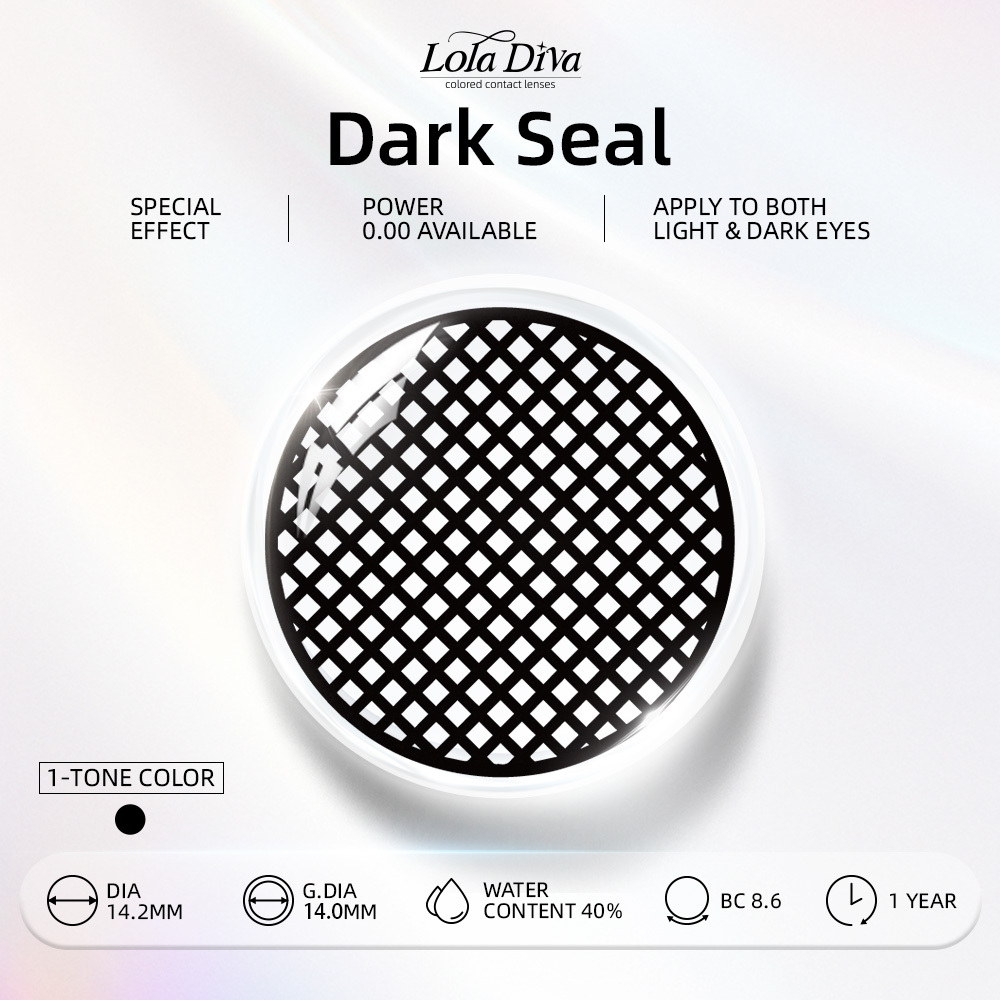 2pcs LolaDiva Dark Seal / White Grid​ | 1-Year Contact Lenses
