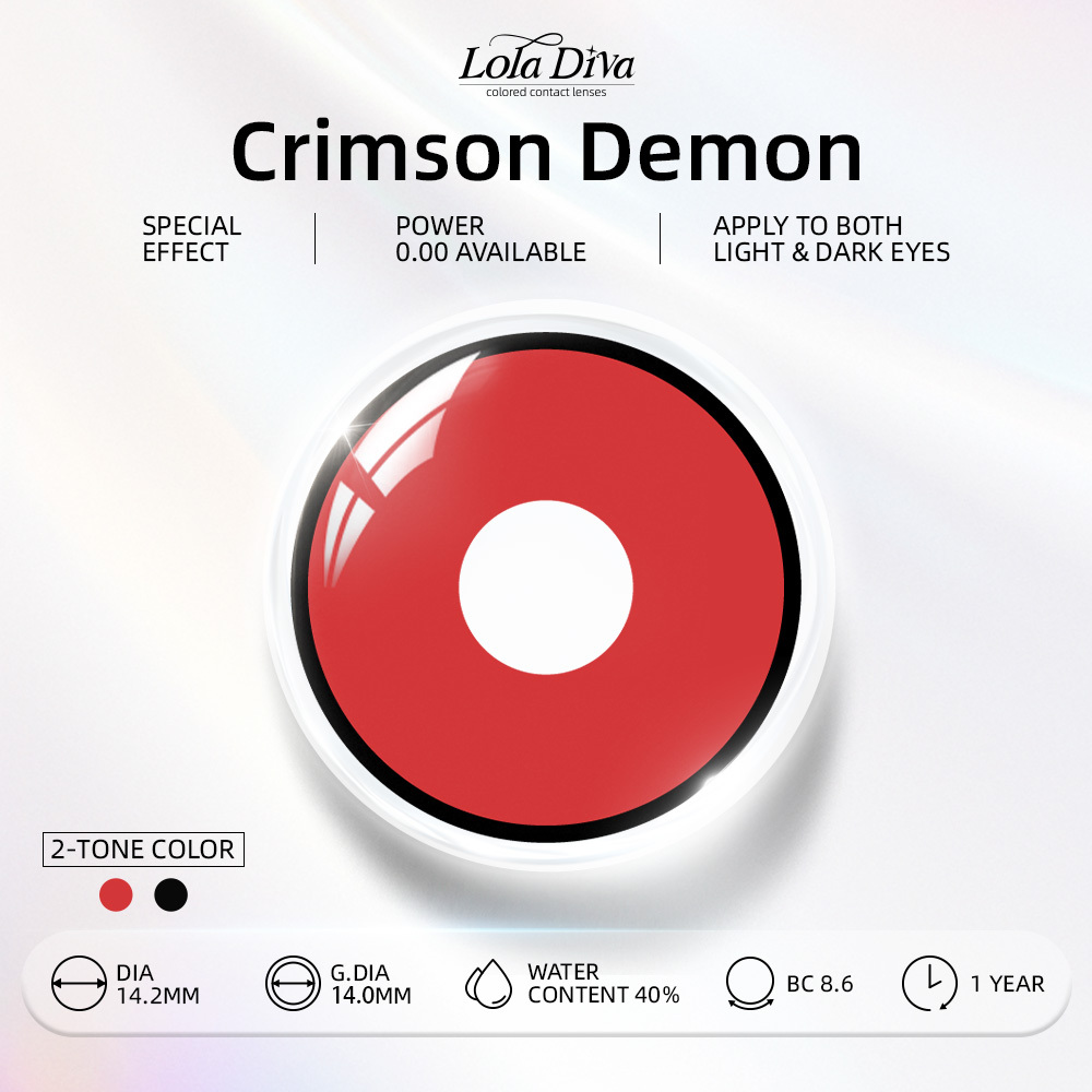 2pcs LolaDiva Crimson Demon / Solid Red​ | 1-Year Contact Lenses