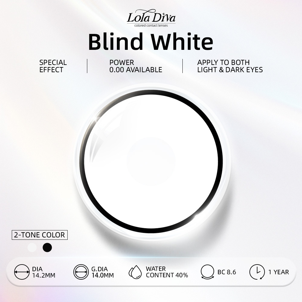 2pcs LolaDiva Blind White / Ghost Eye​ | 1-Year Contact Lenses
