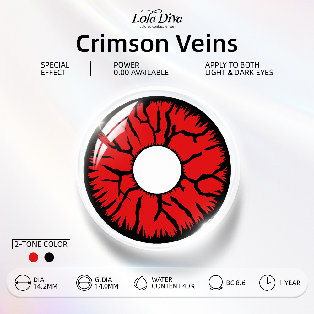 2pcs LolaDiva Crimson Veins / Blood Rage | 1-Year Contact Lenses