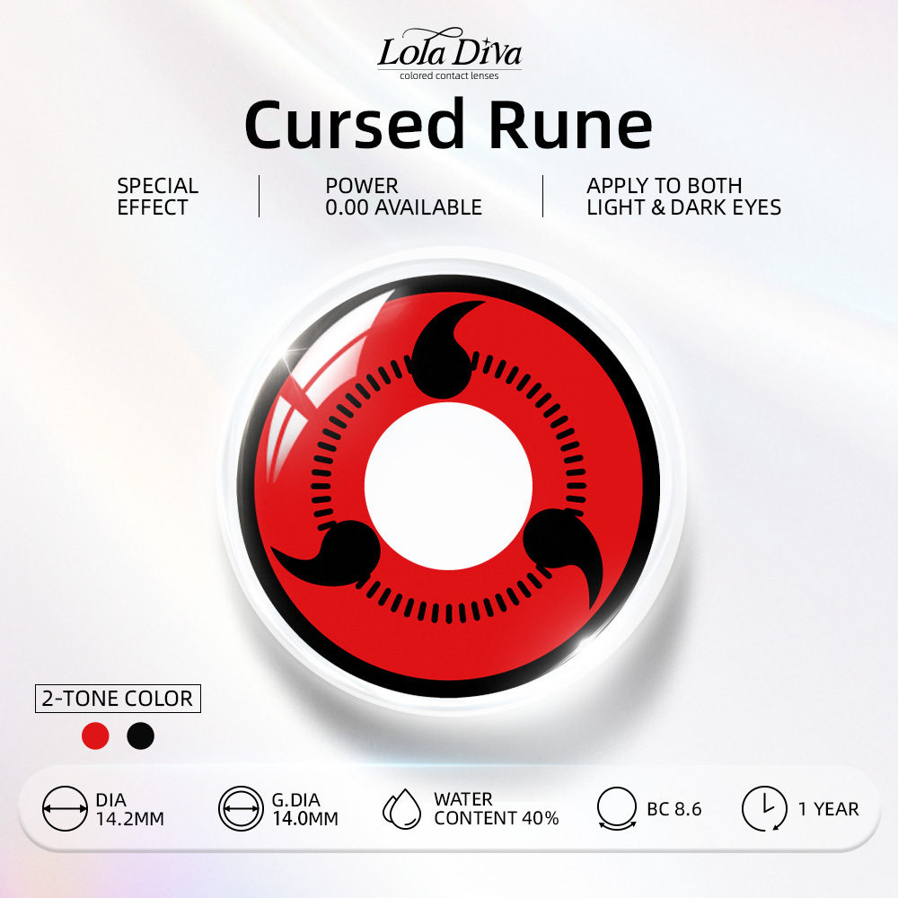 2pcs LolaDiva Cursed Rune / Red Vein | 1-Year Contact Lenses
