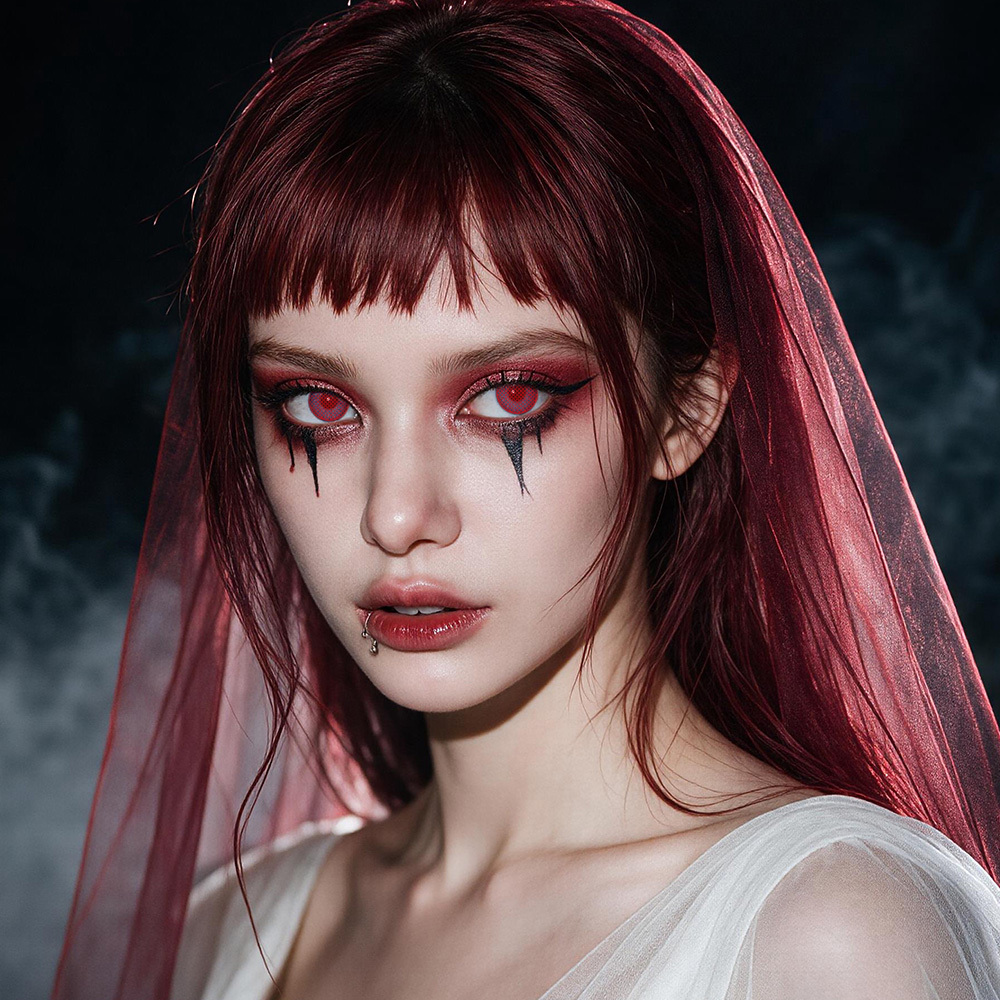 2pcs LolaDiva Crimson Grid / Red Lattice | 1-Year Contact Lenses