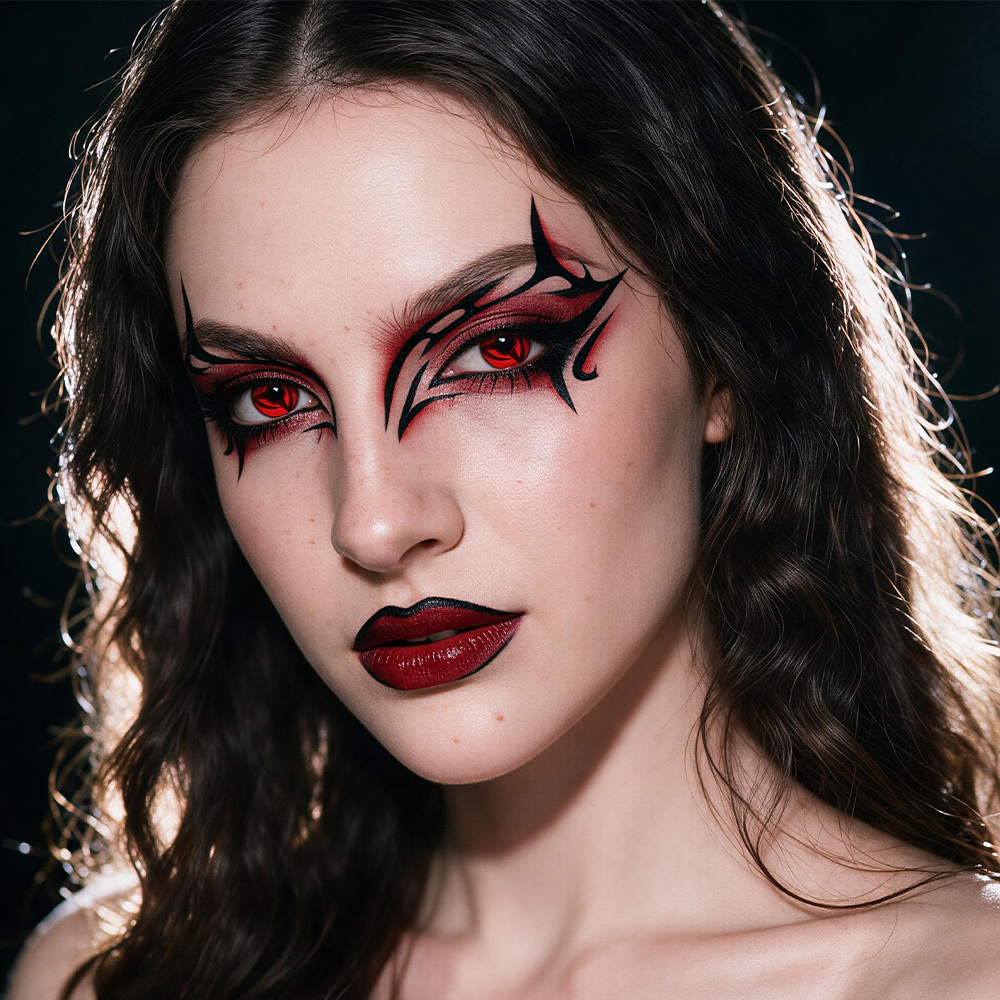 2pcs LolaDiva Three-Comma Pupil / Red | 1-Year Contact Lenses