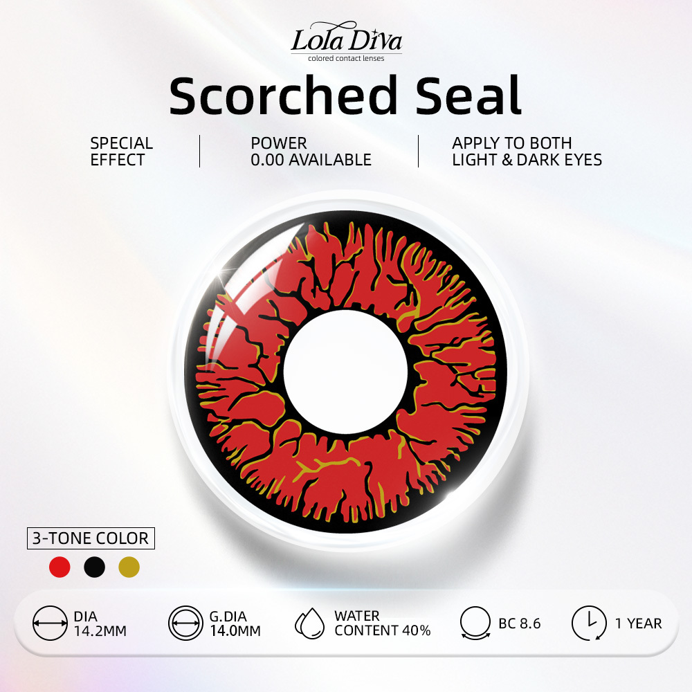 LolaDiva Scorched Seal Red | 1-Year Halloween Contacts
