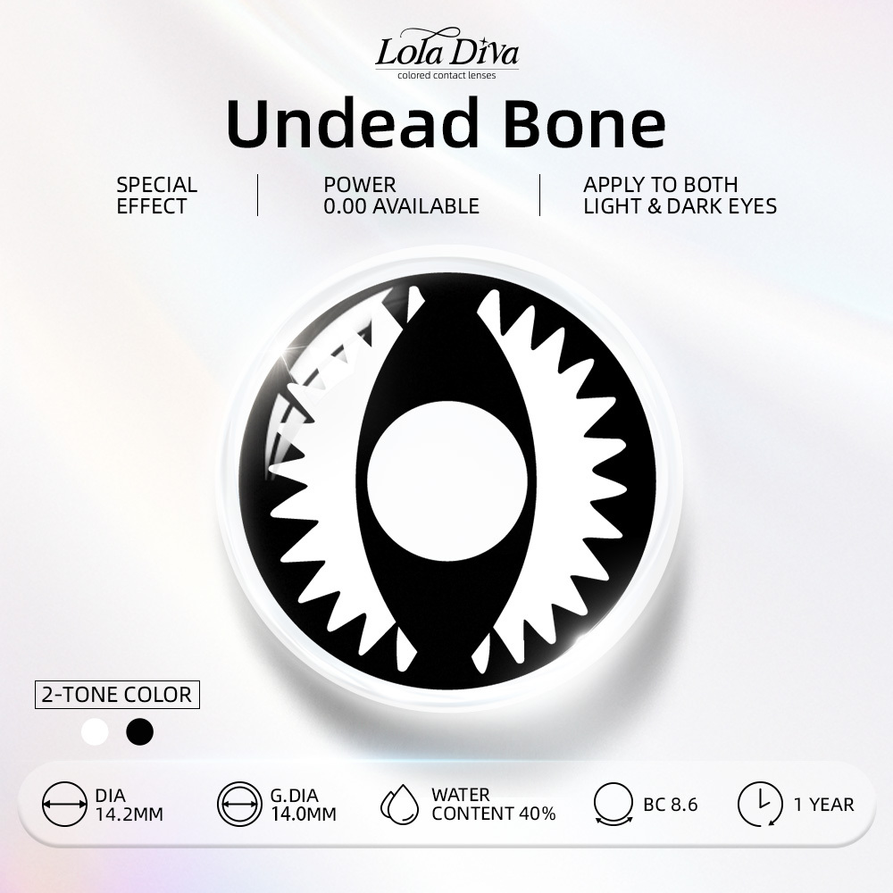 LolaDiva Undead Bone White | 1-Year Halloween Contacts