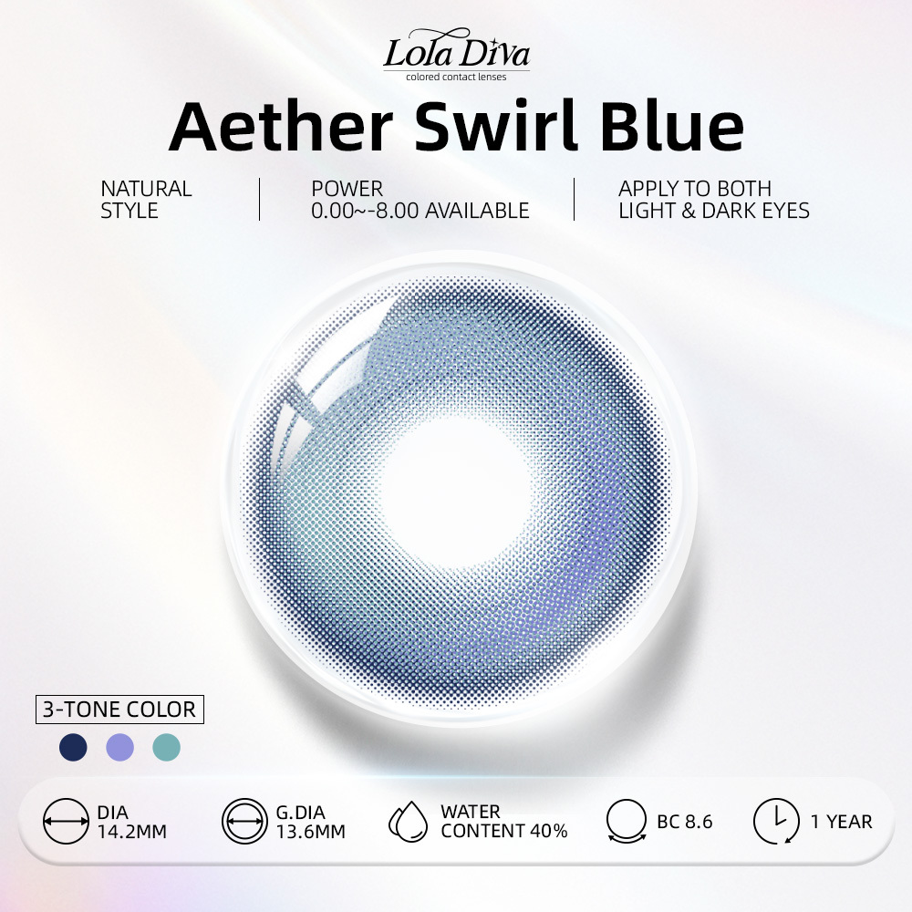 2pcs LolaDiva Aether Swirl Blue | 1-Year Contact Lenses