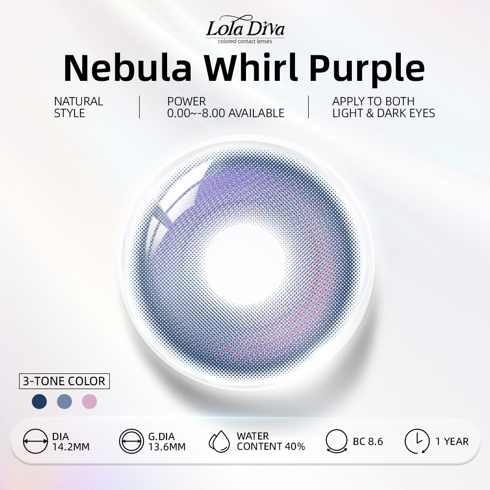 2pcs LolaDiva Nebula Whirl Purple | 1-Year Contact Lenses