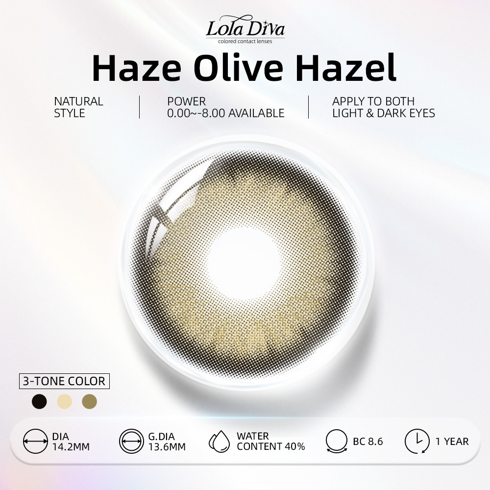 2pcs LolaDiva Haze Olive Hazel | 1-Year Contact Lenses