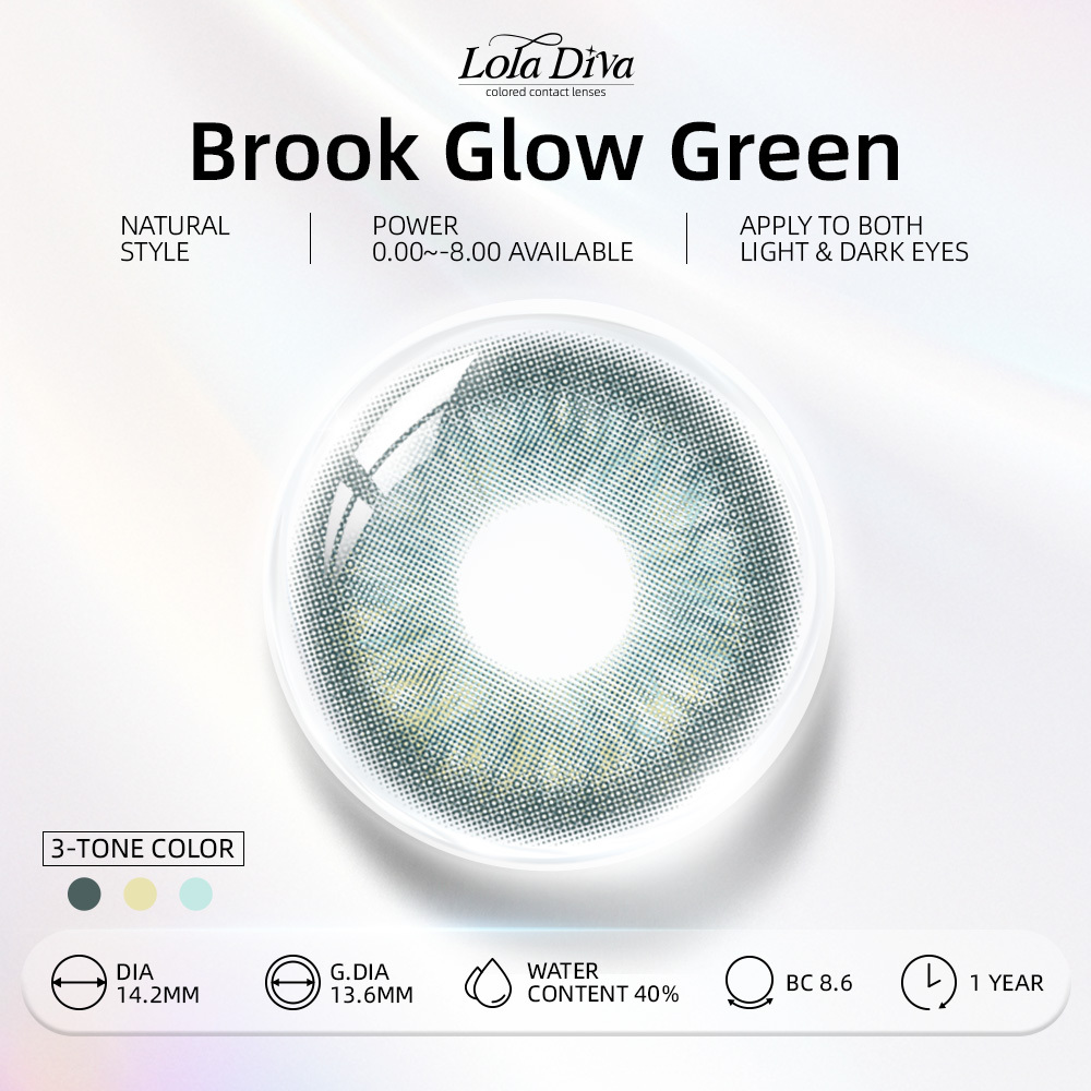2pcs LolaDiva Brook Glow Green | 1-Year Contact Lenses
