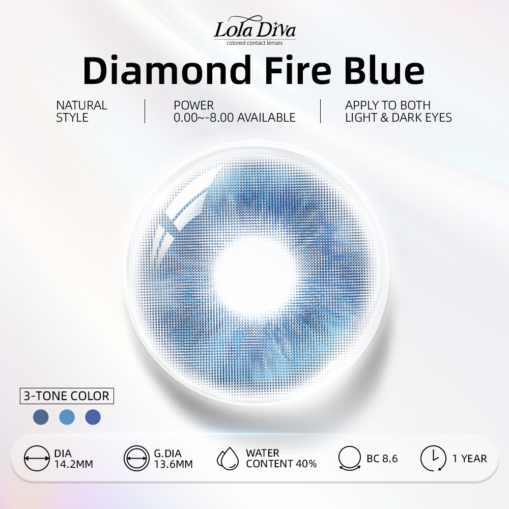 2pcs LolaDiva Diamond Fire Blue | 1-Year Contact Lenses