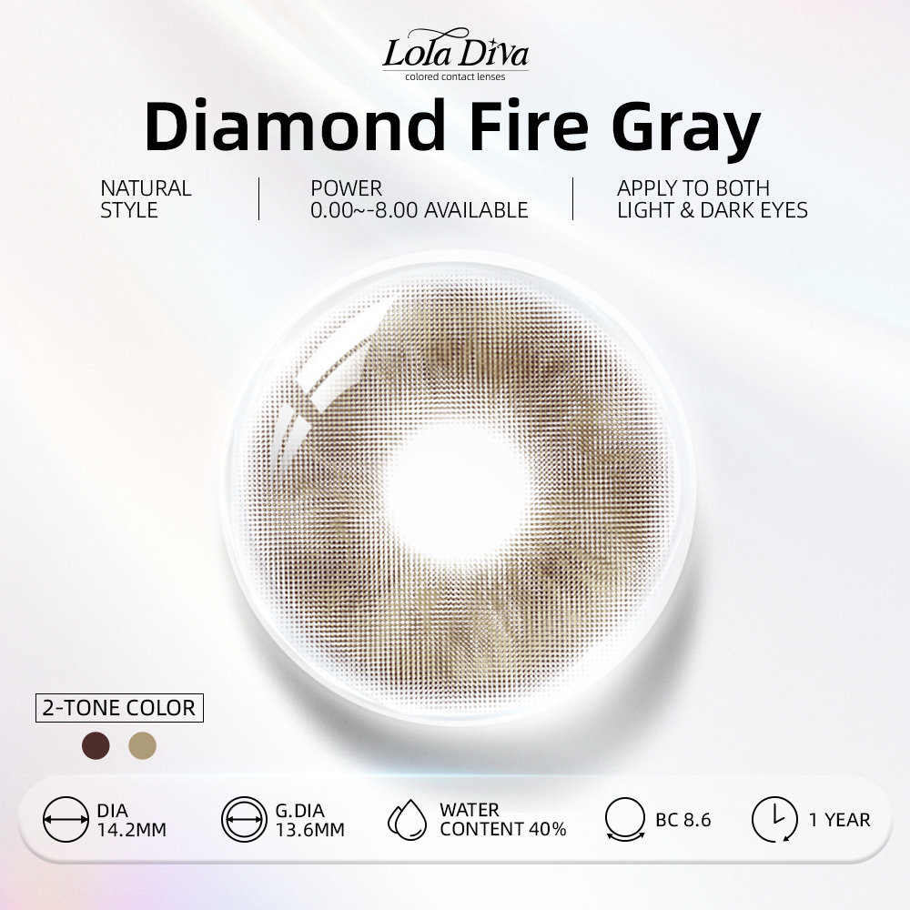 2pcs LolaDiva Diamond Fire Gray | 1-Year Contact Lenses