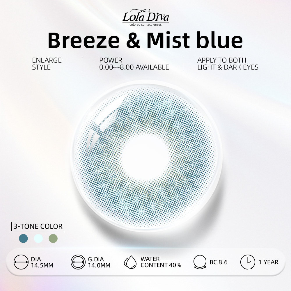 2pcs LolaDiva Breeze & Mist Blue | 1-Year Contact Lenses