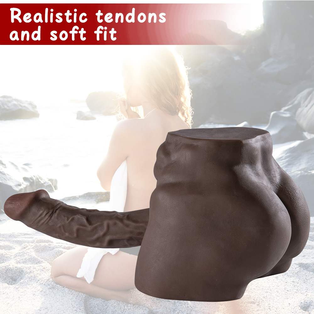 Black Muscular male penis TPE half-body doll  THAY-P02-02343