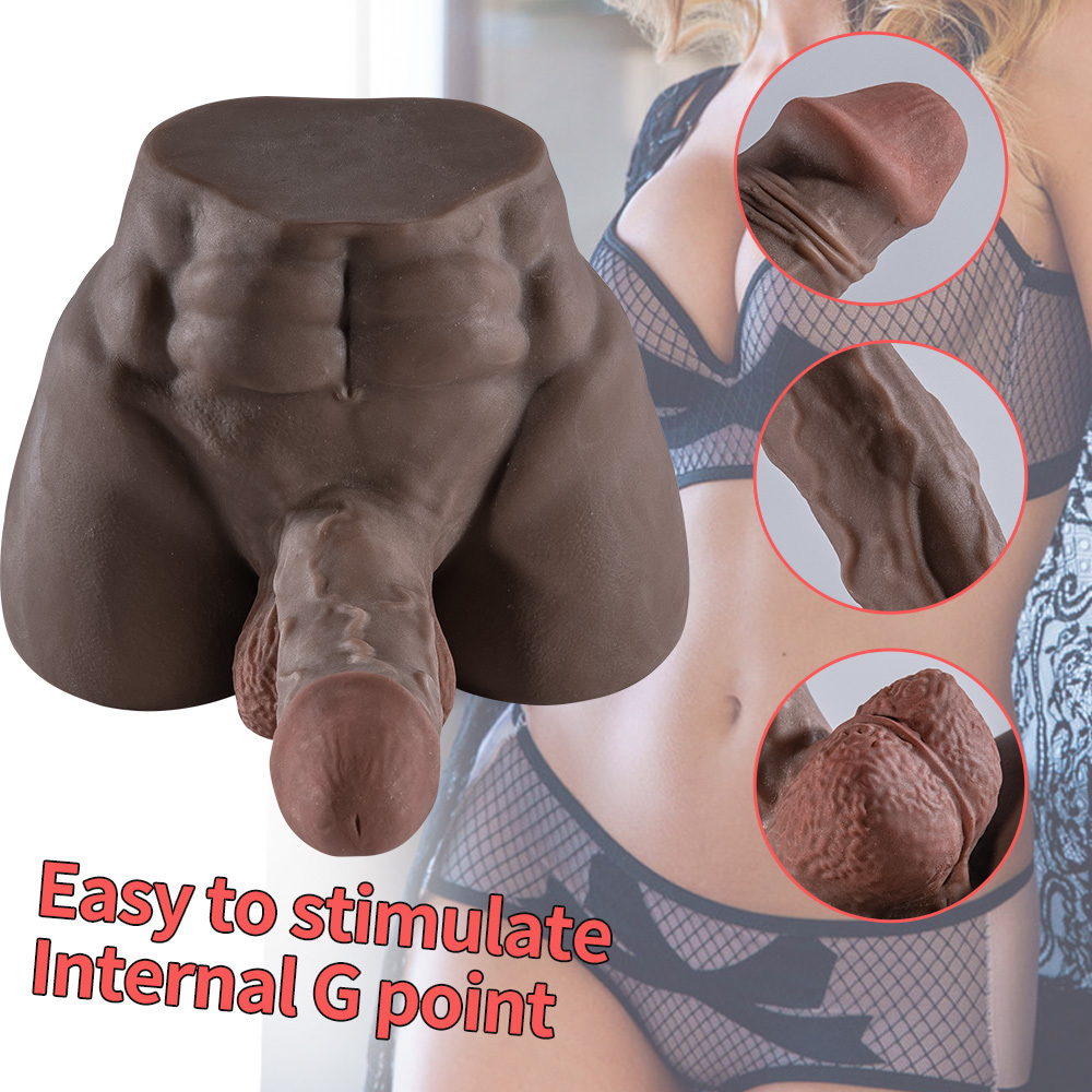 Black Muscular male penis TPE half-body doll  THAY-P02-02343