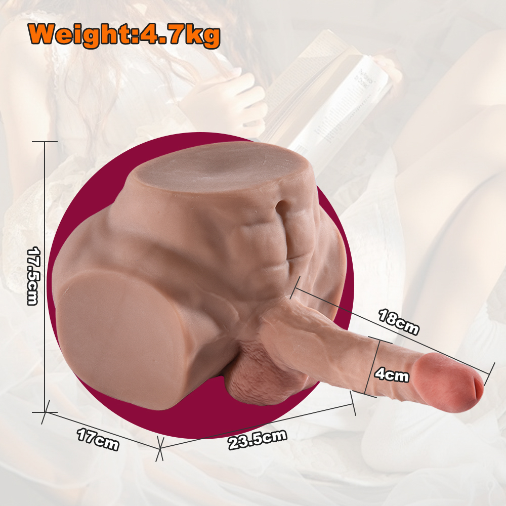 Black Muscular male penis TPE half-body doll  THAY-P02-02450