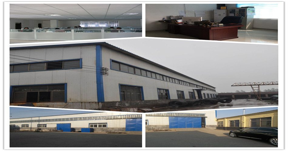 Collage of factory exterior and office interior photos