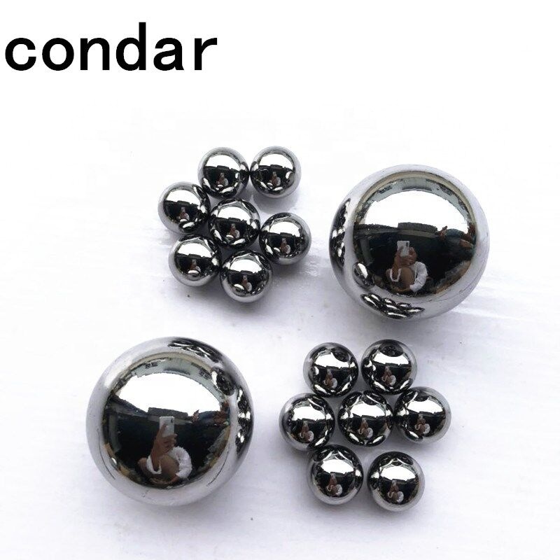 Mirror-polished steel balls in assorted sizes with condar logo