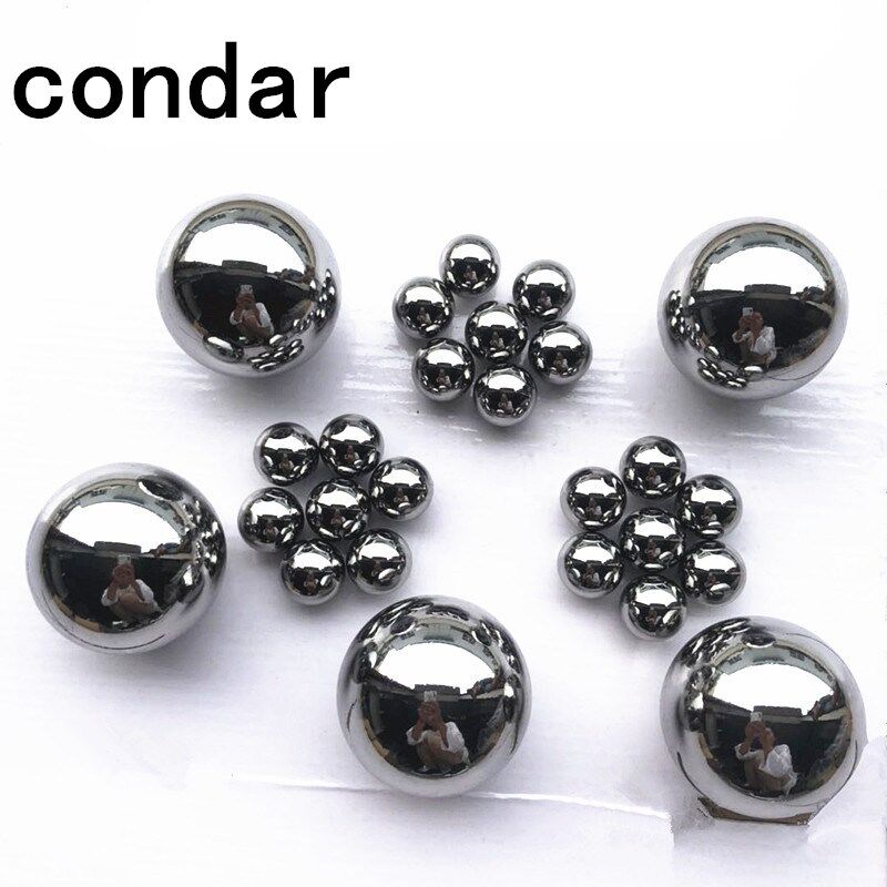 Assorted sizes of mirror-polished chrome steel balls