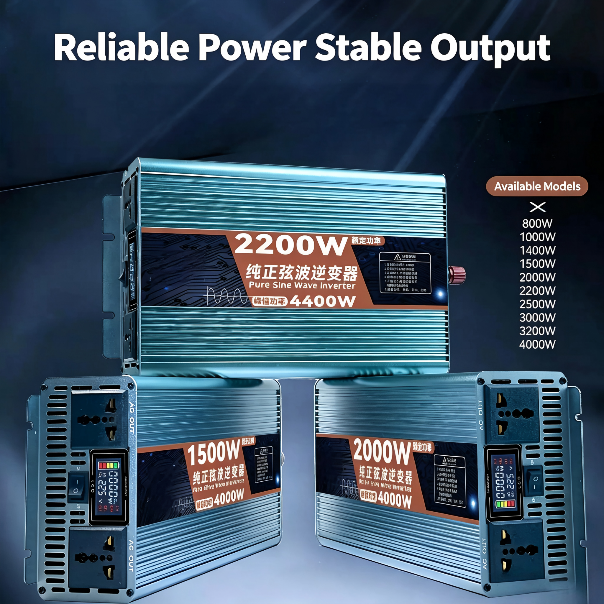 800W Pure Sine Wave Inverter 12V 24V 48V 60V 72V DC to AC 220V 110V High Power Car Battery Converter