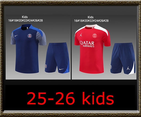 2025-2026 Psg Kids Training clothes short sleeves