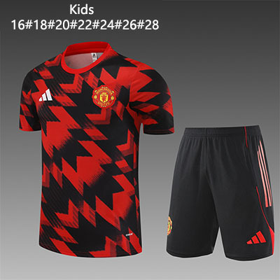 2025-2026 Manchester United Kids Training clothes short sleeves