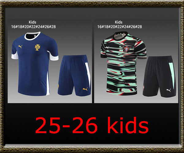 2025 Portugal Kids Training clothes short sleeves shorts