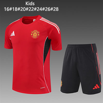 2025-2026 Manchester United Kids Training clothes short sleeves