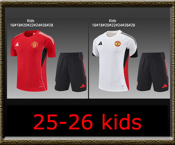 2025-2026 Manchester United Kids Training clothes short sleeves