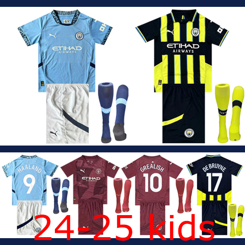 2024-2025 Manchester City Kids + Socks the best quality