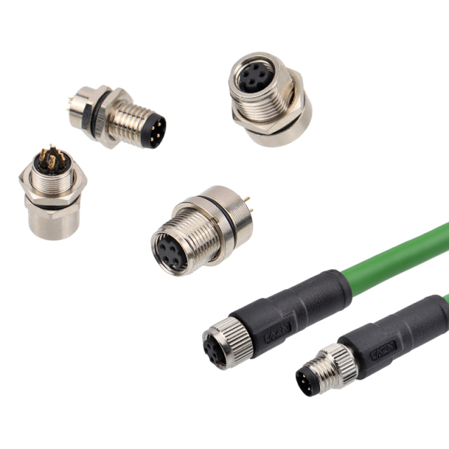 M8 4D Code IP67 Straight / Angled Male Female Overmolded Plug Connector