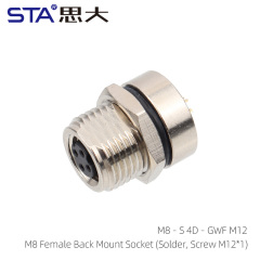 Female Back Mount Socket Solder Screw M12