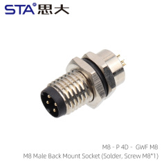 Male Back Mount Socket Solder Screw M8*1