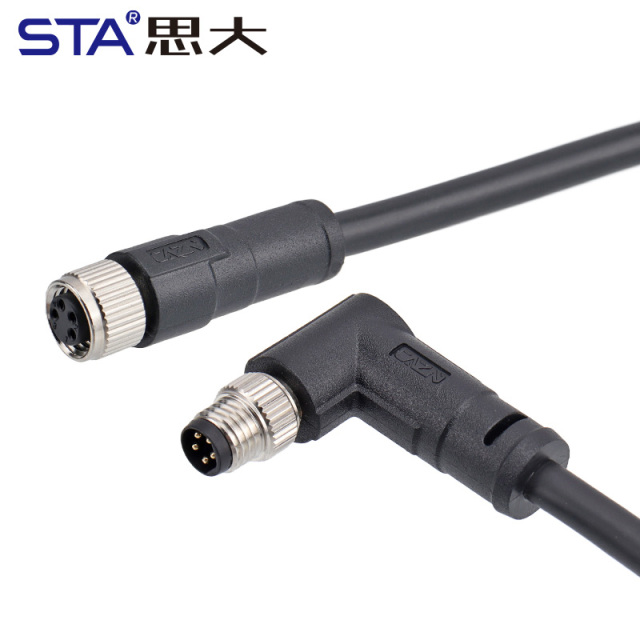 M8 Shielded Straight / Angled Male Female Overmolded Plug Connector 3 4 5 6 8 pins