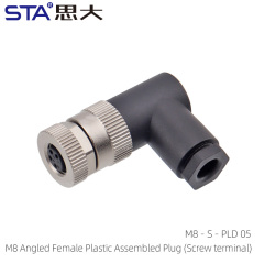 M8 Angled Female Plastic Assembled Plug(Screw terminal)