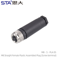 M8 Straight Female Plastic Assembled Plug (Screw terminal)