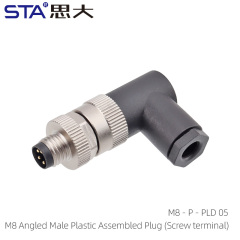 M8 Angled Male Plastic Assembled Plug(Screw terminal)