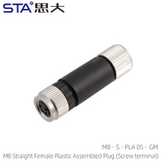 M8 Straight Female Plastic Assembled Plug (Screw terminal）