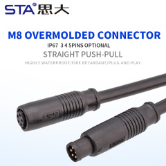 IP67 Waterproof  M8 Quick insertion Plastic Overmolded Connector 3 4 5 Pins