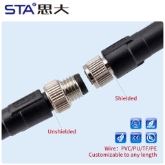 M8 Shielded Straight / Angled Male Female Overmolded Plug Connector 3 4 5 6 8 pins